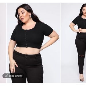 2X - Danette Ribbed Crop Top - Black - FN